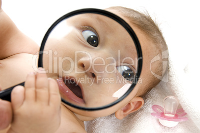 baby's magnified face