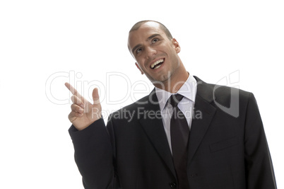 happy businessman pointing