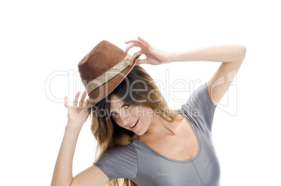 smart female wearing hat