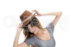 smart female wearing hat
