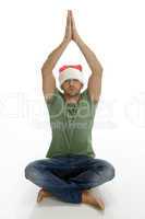 praying man with santa cap