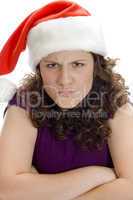 young teenager angry with santa hat