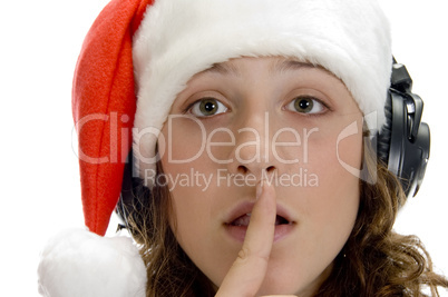 woman instructing to keep silent