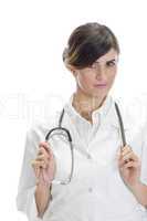 lady doctor holding stethoscope