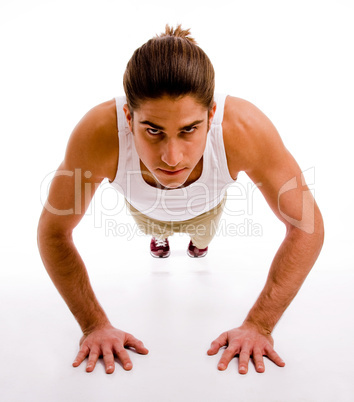 front view of man doing pushups