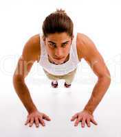 front view of man doing pushups