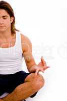 half length view of man doing yoga