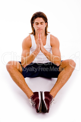 front view of praying man