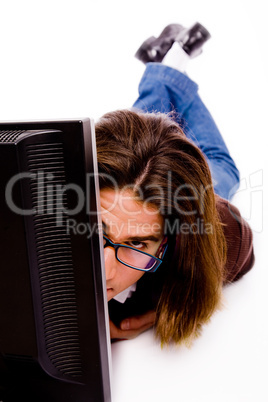 front view of man working on computer front view of man working on computer