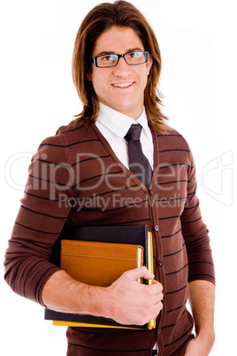 portrait of young student with books