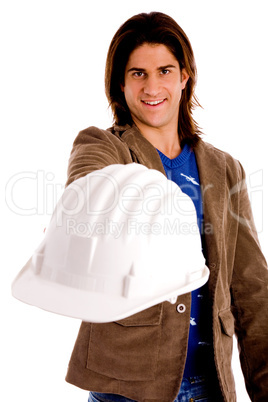 front view of architect showing hardhat