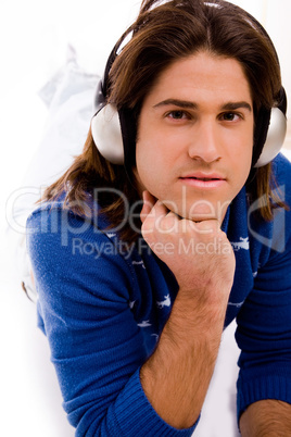 front view of man wearing headphone