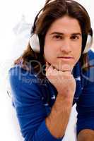 front view of man wearing headphone