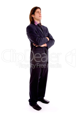 side view of young man with folded hands