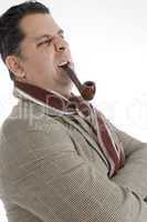 man posing with cigar in his mouth