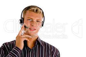 customer representative wearing headset