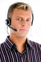 telephone operator busy on phone call