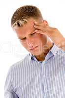 man suffering from headache
