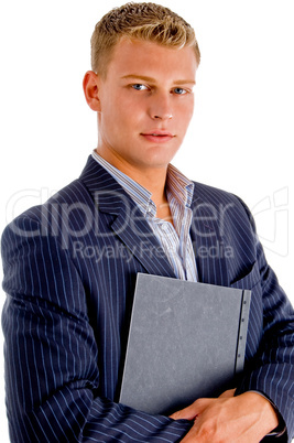 smiling man holding the document