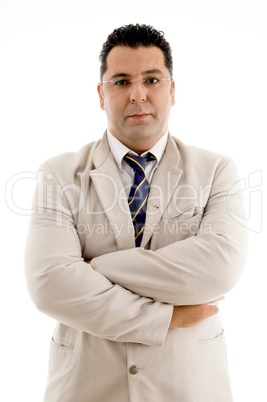 posing middle aged businessman
