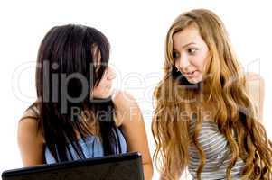 female students busy in talking