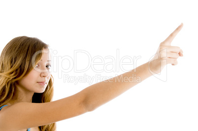 beautiful girl pointing