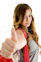 young woman showing goodluck sign