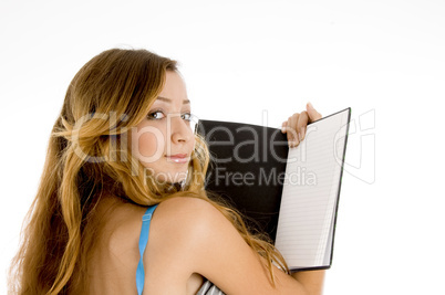 girl with open notebook