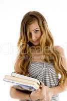 cute teenager having books