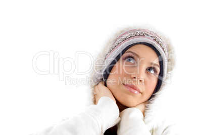 female posing in winter wear
