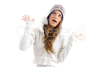 teenager female posing in winter wears