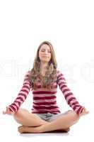 female doing meditation