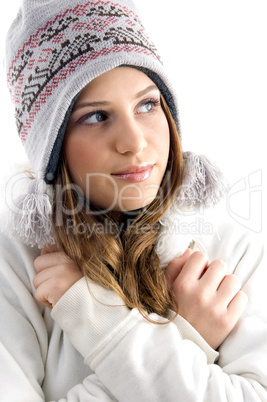 female shivering by cold