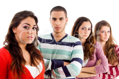 young friends with folded hands