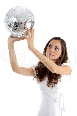 female looking at disco mirror ball