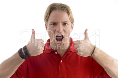 man showing both thumbs up