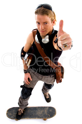 cool skater showing thumbs up