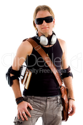 stylish student listening music