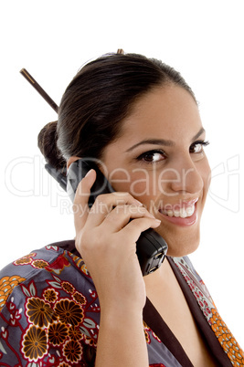 female talking on mobile