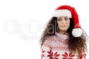 young female with christmas hat