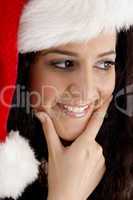 smiling young woman with christmas hat