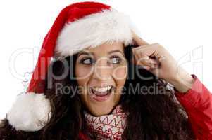 portrait of young woman with christmas hat