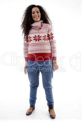 standing young woman looking at camera