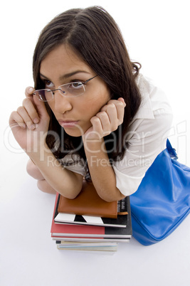 pretty female with her school bag