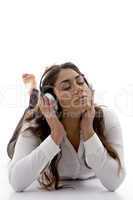 youth girl listening to music with headphones