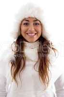 smiling female enjoying winter
