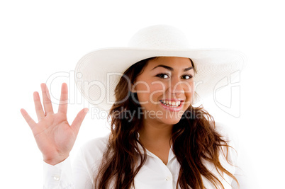 portrait of woman showing her palms