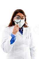 female doctor with mask and lens