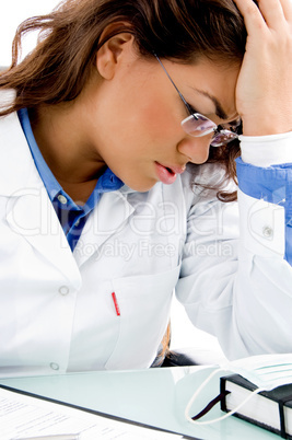 close view of young medical professional in tension