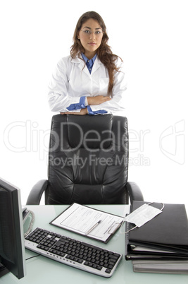 posing young doctor in clinic